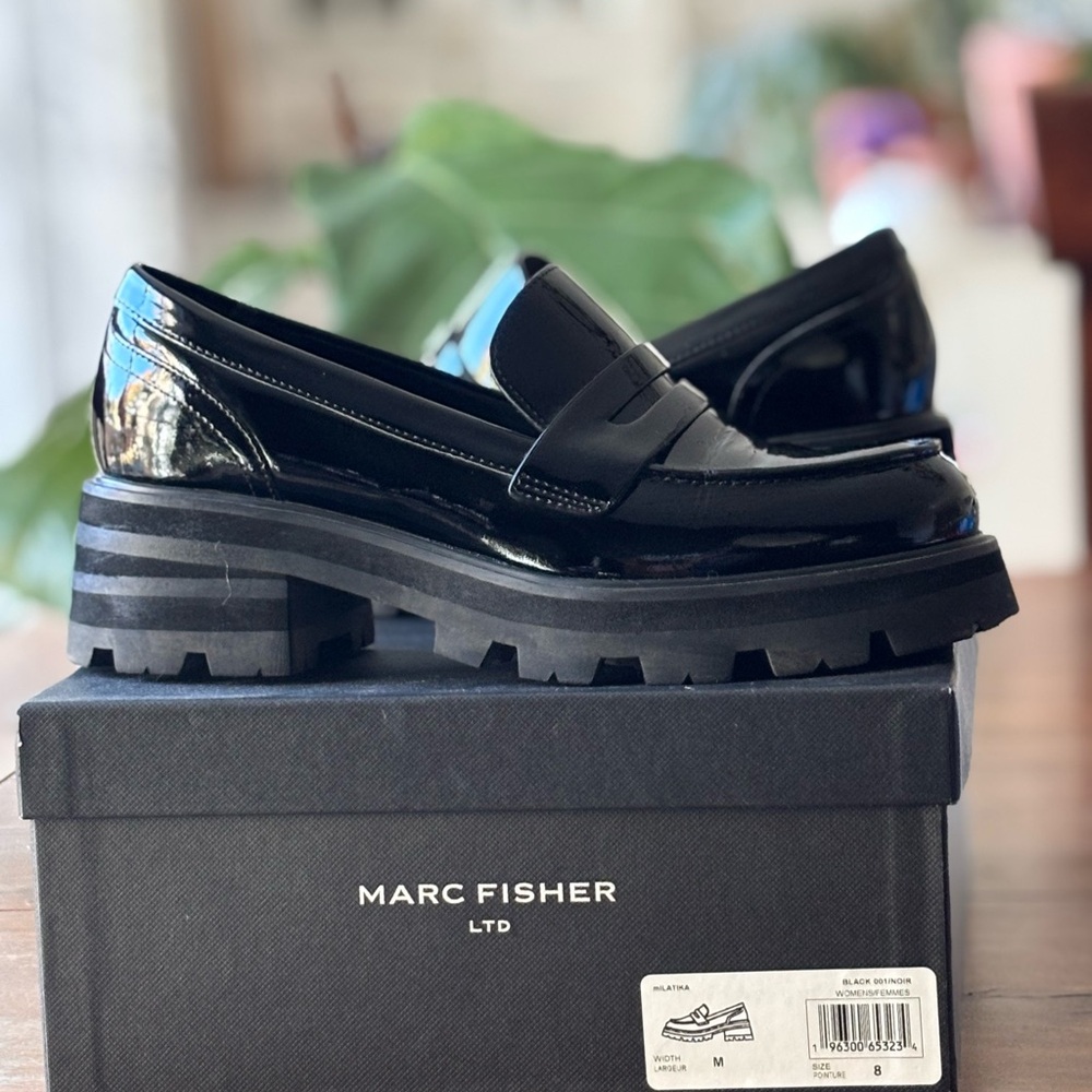 Marc Fisher Glossy Black Women's Loafers